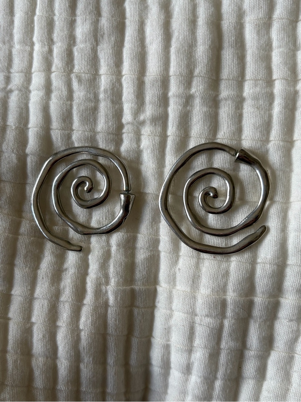Spiral Hoop Earrings - Silver Tone